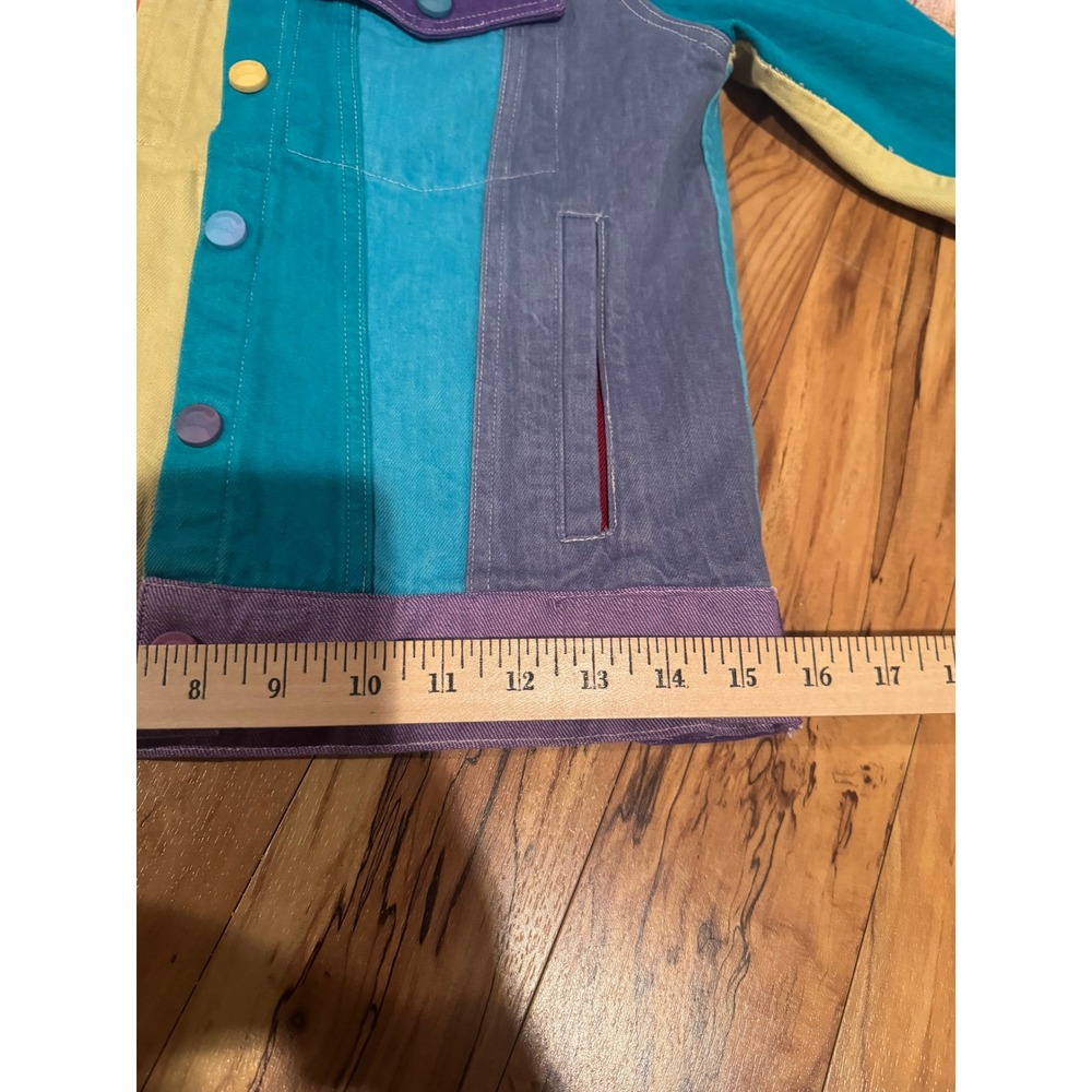 VTG Mokuyobi Rainbow Colorblock Denim Jacket Made in USA Dopamine Dressing XXS - Picture 6 of 16